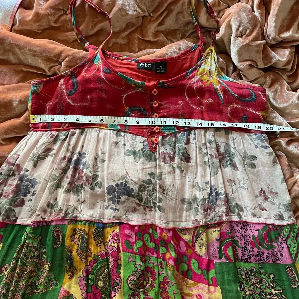 Etc. Layered Sundress Cotton Farm Rio Style Colorful Lightweight Vacation Boho - Picture 8 of 8